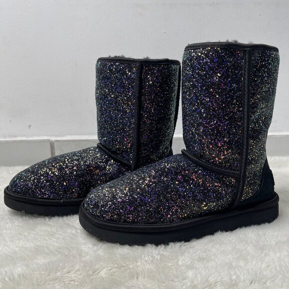 UGG Shoes - UGG #1105390 Women's Purple Black Classic Sparkle Short Cosmos Boots Size 7
